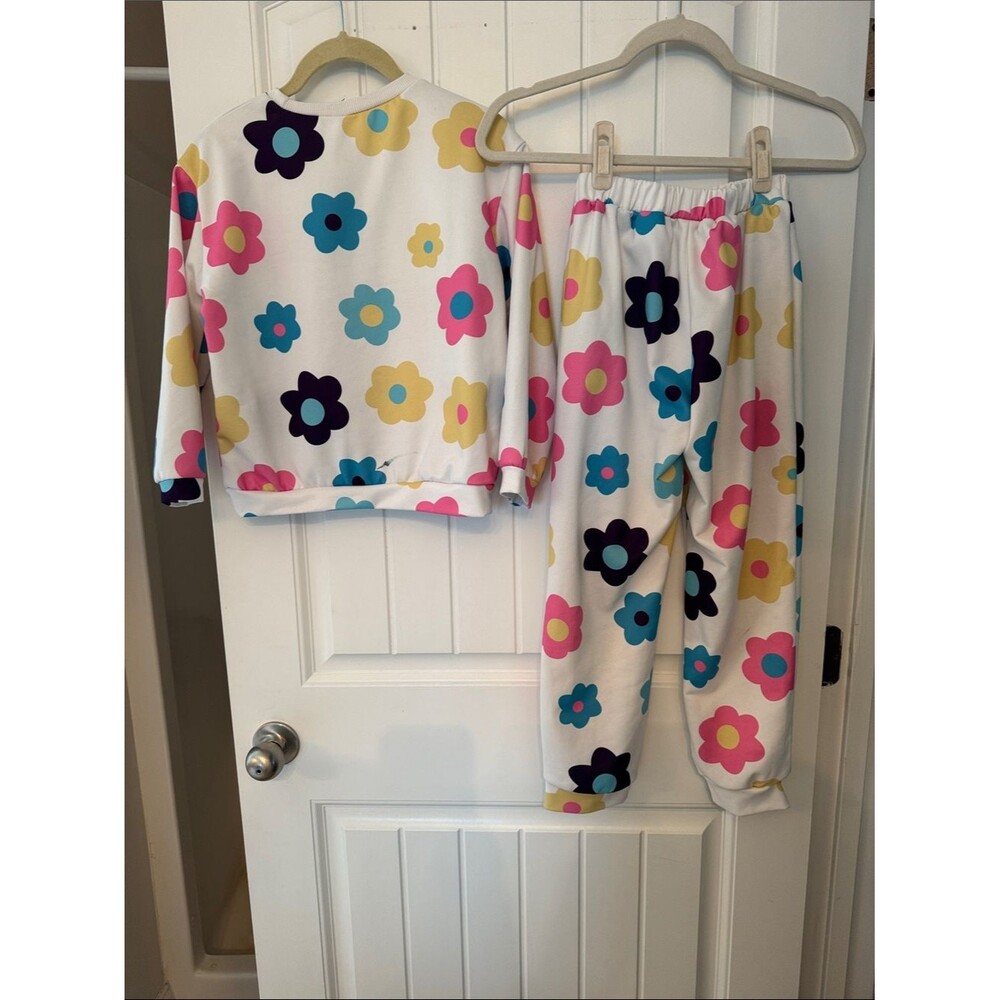 White Floral Kids Set - Multicolor Flower Print - Picture 5 of 7